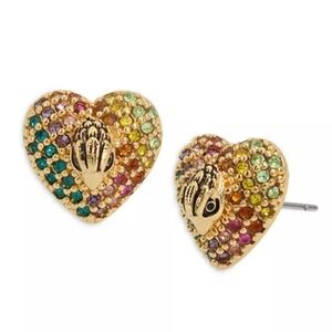 Kurt Geiger London‎ Signature Rainbow Stone Heart Stud Earrings